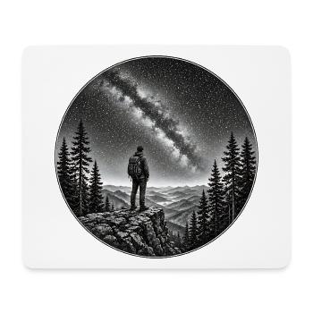 Nachtwanderer unter Milchstraße - Mousepad (Querformat) - Weiß - Vorne