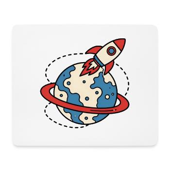 Retro Rakete Weltraum Planet Retro Sci-Fi Shirt - Mousepad (Querformat) - Weiß - Vorne