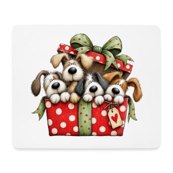 🎁 Weihnachtswelpen - Mousepad (Querformat) - Weiß - Vorne