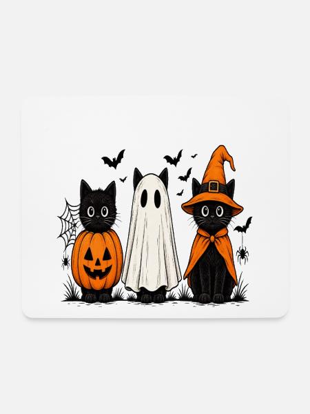 Drei Schrecklich Süße Katzen Halloween - Mousepad (Querformat) - Weiß