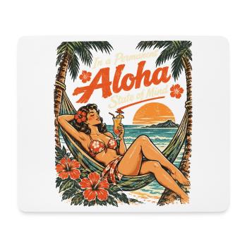 Permanent Aloha State of Mind – Pin-Up Design - Mousepad (Querformat) - Weiß - Vorne