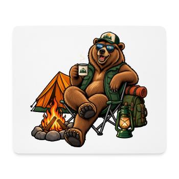 Grizzly beim Camping – Bärisches Outdoor-Abenteuer - Mousepad (Querformat) - Weiß - Vorne