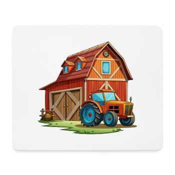 Rustikale Scheune mit Traktor - Mousepad (Querformat) - Weiß - Vorne