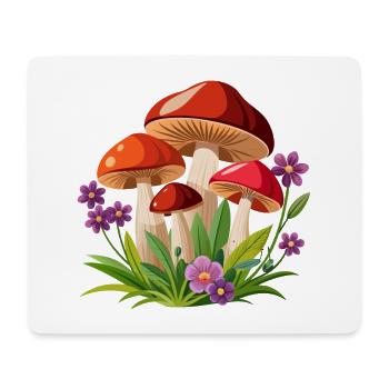 Pilze und Blumen - Mousepad (Querformat) - Weiß - Vorne