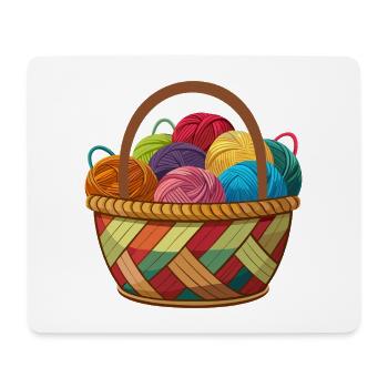 Korb mit Garnstricken Häkeln - Mousepad (Querformat) - Weiß - Vorne