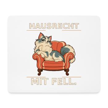 Hausrecht mit Fell Katze im Sessel - Mousepad (Querformat) - Weiß - Vorne