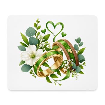 Grünehochzeit , Grünes Liebesband Hochzeitsdesign - Mousepad (Querformat) - Weiß - Vorne