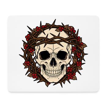 Totenkopf Dornenkronen Beeren Gothic Skull Shirt - Mousepad (Querformat) - Weiß - Vorne