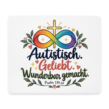 Autistisch Geliebt Infinity Kreuz - Mousepad (Querformat) - Weiß - Vorne