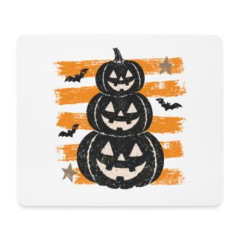 Halloween-Kürbisse auf orangefarbenen Streifen - Mousepad (Querformat) - Weiß - Vorne