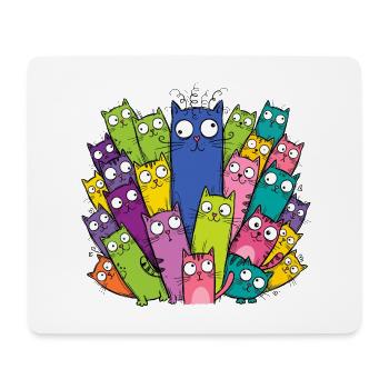 Bunte Katzen Crazy Cat Lady Lustig T-Shirt - Mousepad (Querformat) - Weiß - Vorne