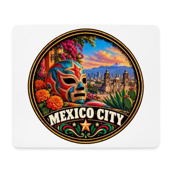 Mexiko City Bunte Maske mit Kakteen und Blumen - Mousepad (Querformat) - Weiß - Vorne