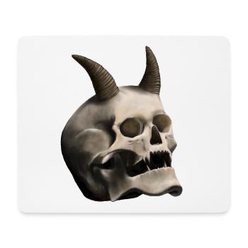 Totenkopf mit Hörnern - Teufelsschädel - Mousepad (Querformat) - Weiß - Vorne