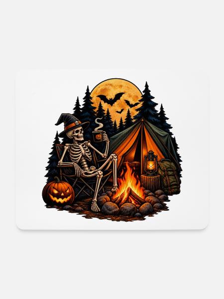 Skelett Camping: Gemütlich bis in die Knochen! - Mousepad (Querformat) - Weiß