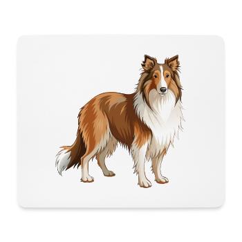 Collie Dog steht - Mousepad (Querformat) - Weiß - Vorne