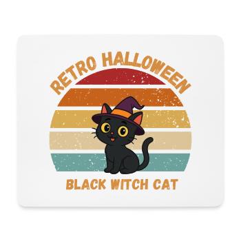 Retro Halloween Black Witch Cat Sunset - Mousepad (Querformat) - Weiß - Vorne