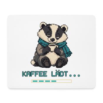 Dachs mit Kaffee Pixel Art - Mousepad (Querformat) - Weiß - Vorne