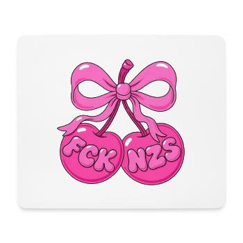 Pinke Kirschen mit Schleife - Statement FCK NZS - Mousepad (Querformat) - Weiß - Vorne