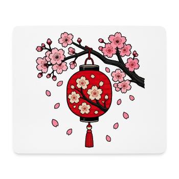 Japanische Lampion Sakura Kirschblüte Vektor Shirt - Mousepad (Querformat) - Weiß - Vorne