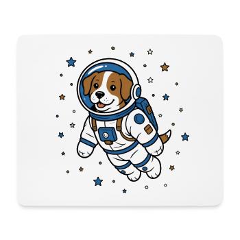 Hund Astronaut Helm Weltraum Hunde Vektor Shirt - Mousepad (Querformat) - Weiß - Vorne