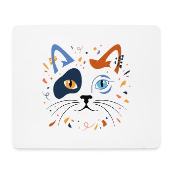 Katze Abstrakt Kunst Modern Katzenliebe T-Shirt - Mousepad (Querformat) - Weiß - Vorne