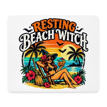 Resting Beach Witch Tropisches lustiges Halloween - Mousepad (Querformat) - Weiß - Vorne