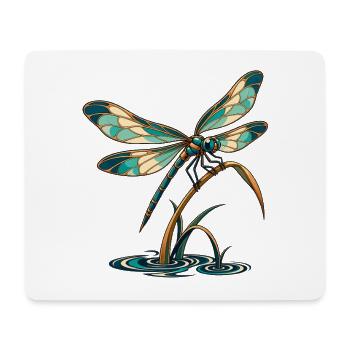 Libelle über stillem Wasser - Mousepad (Querformat) - Weiß - Vorne