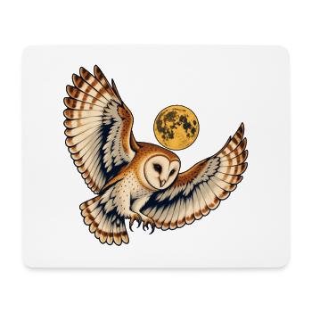 Schleiereule unter einem goldenen Mond - Mousepad (Querformat) - Weiß - Vorne