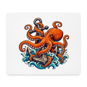 Oktopus, der einen verwitterten Anker hält - Mousepad (Querformat) - Weiß - Vorne
