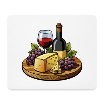 Wein und Käse - Mousepad (Querformat) - Weiß - Vorne