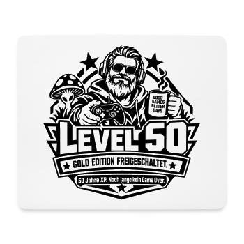 Level 50: 50. Geburtstag – Lustiges Gamer-Geschenk - Mousepad (Querformat) - Weiß - Vorne