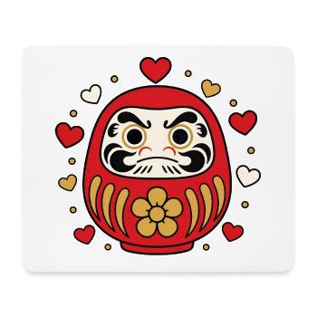 Daruma Puppe Herzen Japan Glücksbringer Shirt - Mousepad (Querformat) - Weiß - Vorne