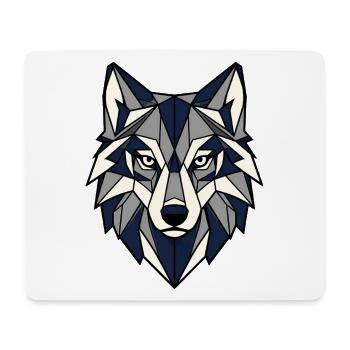 Geometrischer Wolf Kopf Dreiecke Vektor Shirt - Mousepad (Querformat) - Weiß - Vorne