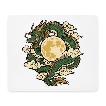 Drache Vollmond Wolken Asien Mythologie Shirt - Mousepad (Querformat) - Weiß - Vorne
