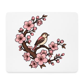 Kirschblüte Vogel Sakura Japan Natur Vektor Shirt - Mousepad (Querformat) - Weiß - Vorne