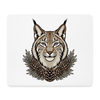 Luchs Portrait Pinselohren Tannenzapfen Shirt - Mousepad (Querformat) - Weiß - Vorne