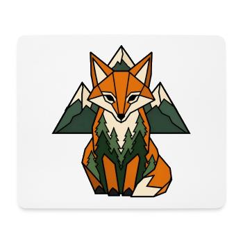 Fuchs Berge Tannen Geometrisch Natur Vektor Shirt - Mousepad (Querformat) - Weiß - Vorne