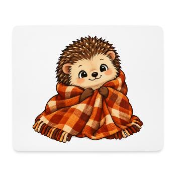 Kuscheliger Igel mit Plaidschal - Mousepad (Querformat) - Weiß - Vorne