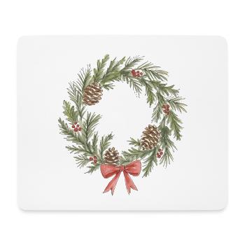 Rustikale Weihnachtskranz mit Tannenzapfen - Mousepad (Querformat) - Weiß - Vorne