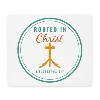 Rooted in Christ – Colossians 2:7 Christian - Mousepad (Querformat) - Weiß - Vorne