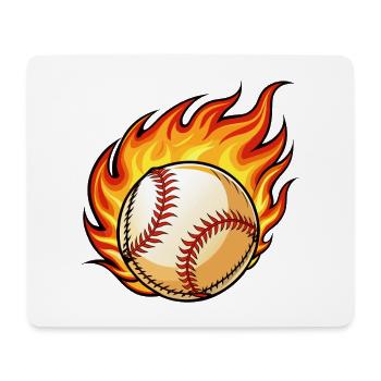 Flaming BaseBall - Mousepad (Querformat) - Weiß - Vorne
