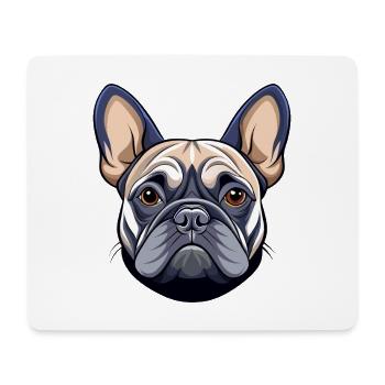 Französischer Bulldoggenkopf - Mousepad (Querformat) - Weiß - Vorne