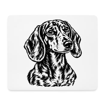 Dackel Porträt – Schwarz Weiß Gravur - Mousepad (Querformat) - Weiß - Vorne