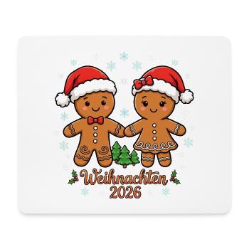 Weihnachten 2026 Lebkuchenmann & Lebkuchenfrau - Mousepad (Querformat) - Weiß - Vorne
