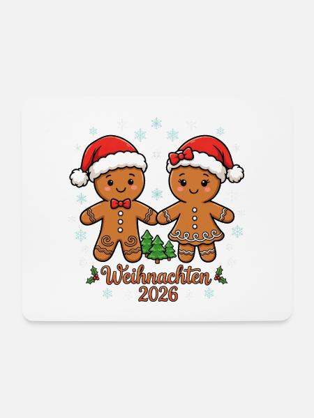 Weihnachten 2026 Lebkuchenmann & Lebkuchenfrau - Mousepad (Querformat) - Weiß