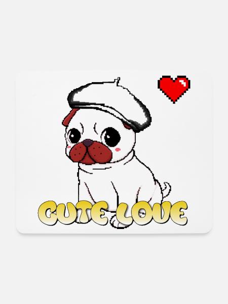 Süßer Liebes-Mops - Mousepad (Querformat) - Weiß