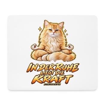 In der Ruhe liegt die Kraft – Meditierende Katze m - Mousepad (Querformat) - Weiß - Vorne