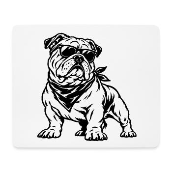Englische Bulldogge – Cooler Biker Style - Mousepad (Querformat) - Weiß - Vorne