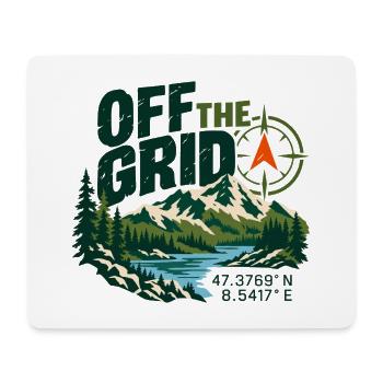 Off The Grid Berglandschaft Kompass - Mousepad (Querformat) - Weiß - Vorne