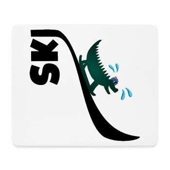Krokodilski, Kinder-Snowboarden - Mousepad (Querformat) - Weiß - Vorne